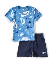 Nike Little Boys 2T-7 Short-Sleeve Sportswear Printed Jersey T-Shirt & Solid French Terry Short Set