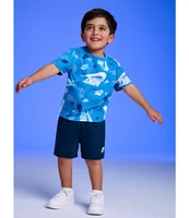 Nike Little Boys 2T-7 Short-Sleeve Sportswear Printed Jersey T-Shirt & Solid French Terry Short Set