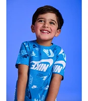Nike Little Boys 2T-7 Short-Sleeve Sportswear Printed Jersey T-Shirt & Solid French Terry Short Set