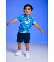Nike Little Boys 2T-7 Short-Sleeve Sportswear Printed Jersey T-Shirt & Solid French Terry Short Set