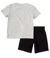 Nike Little Boys 2T-7 Short Sleeve Wraparound-Logo T-Shirt & Solid Logo-Label Shorts Set