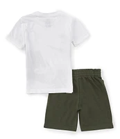 Nike Little Boys 2T-7 Short Sleeve Wraparound-Logo T-Shirt & Solid Logo-Label Shorts Set