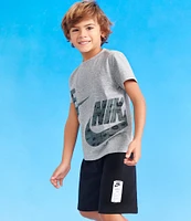 Nike Little Boys 2T-7 Short Sleeve Wraparound-Logo T-Shirt & Solid Logo-Label Shorts Set