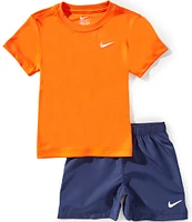 Nike Little Boys 2T-7 Short-Sleve Knit T-Shirt & Dri-FIT shorts set
