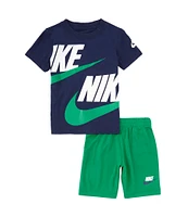 Nike Little Boys 2T-7 Split Futura Short Sleeve Jersey T-Shirt & Tricot Shorts Set