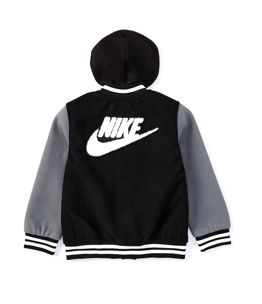 Nike Little Boys 4-7 Long Sleeve Color Block Hooded Varsity Jacket