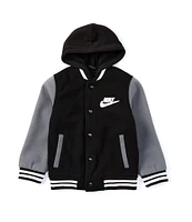 Nike Little Boys 4-7 Long Sleeve Color Block Hooded Varsity Jacket