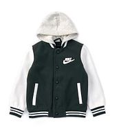 Nike Little Boys 4-7 Long Sleeve Color Block Hooded Varsity Jacket