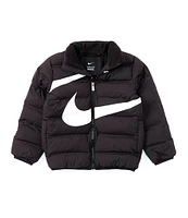 Nike Little Boys 4-7 Long Sleeve Wraparound-Swoosh Debossed Quilted Puffer Jacket