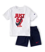 Nike Little Boys 2T-7 Short Sleeve JDI Swoosh T-Shirt & Short Set