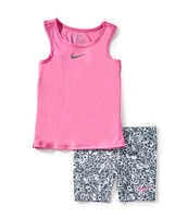 Nike Little Girls 2T-6X Dri-Fit Game Swoosh Short Sleeve Tank & Bike Shorts Set