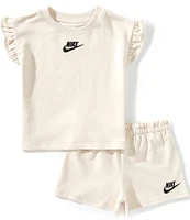 Nike Little Girls French Terry Short Sleeve Dropset T-Shirt & Matching Shorts Set