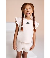 Nike Little Girls French Terry Short Sleeve Dropset T-Shirt & Matching Shorts Set
