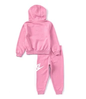 Nike Little Girls 2T-6X Long Sleeve Club Fleece Hoodie & Matching Jogger Pant Set