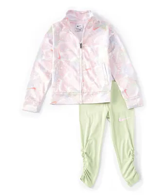 Nike Little Girls 2T-6X Long-Sleeve Join The Club Hooded Allover-Printed  Jacket & Solid Leggings Set