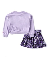 Nike Little Girls 2T-6X Long Sleeve French Terry Sweatshirt & Floral-Printed Stretch Jersey Skort Set