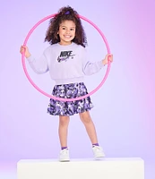 Nike Little Girls 2T-6X Long Sleeve French Terry Sweatshirt & Floral-Printed Stretch Jersey Skort Set