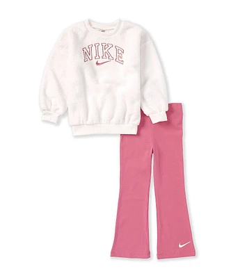 Nike Little Girls 2T-6X Long Sleeve Logo Fleece Sweatshirt & Solid Knit Leggings Set