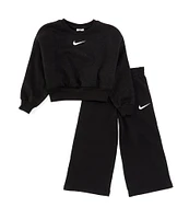 Nike Little Girls 2T-6X Long Sleeve Shine Fleece Sweatshirt & Matching Jogger Pant Set