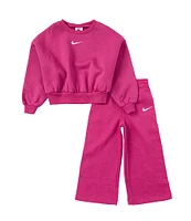 Nike Little Girls 2T-6X Long Sleeve Shine Fleece Sweatshirt & Matching Jogger Pant Set