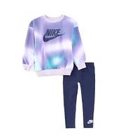 Nike Little Girls 2T-6X Long-Sleeve Solarized Printed Fleece Sweatshirt & Solid Jersey Leggings Set