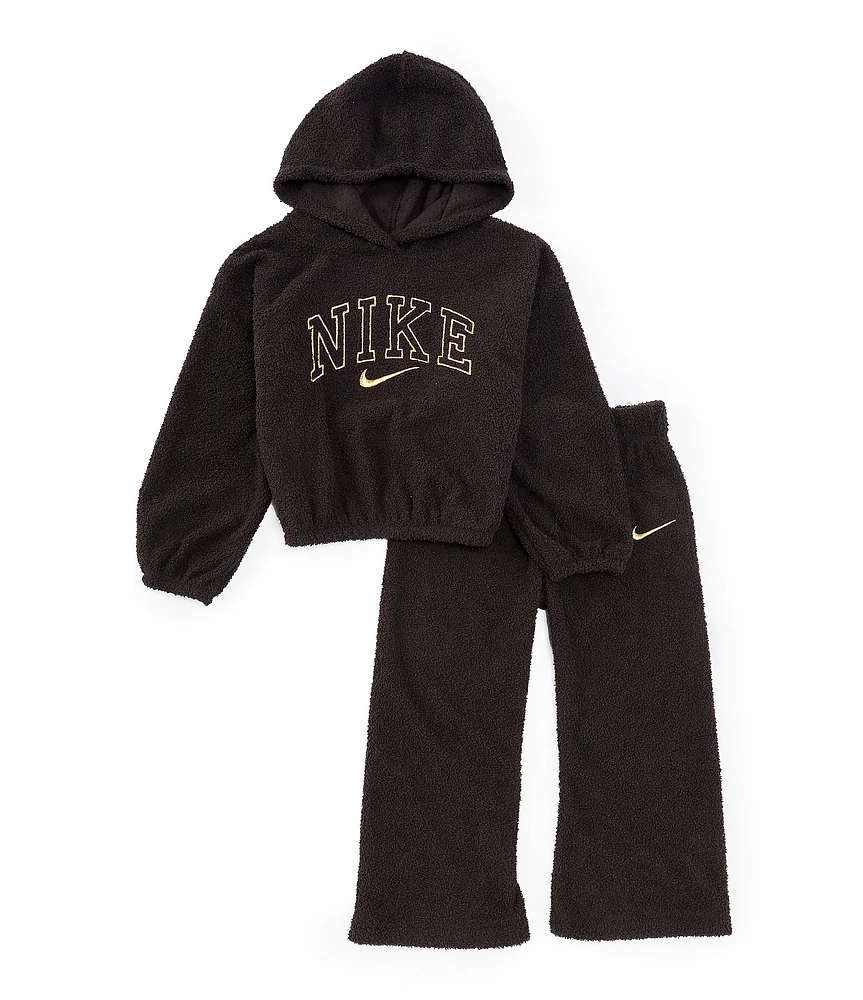 Nike Little Girls 2T-6X Long-Sleeve Swoosh Spirit Fuzzy Hoodie & Matching Jogger Pant Set