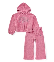 Nike Little Girls 2T-6X Long-Sleeve Swoosh Spirit Fuzzy Hoodie & Matching Jogger Pant Set