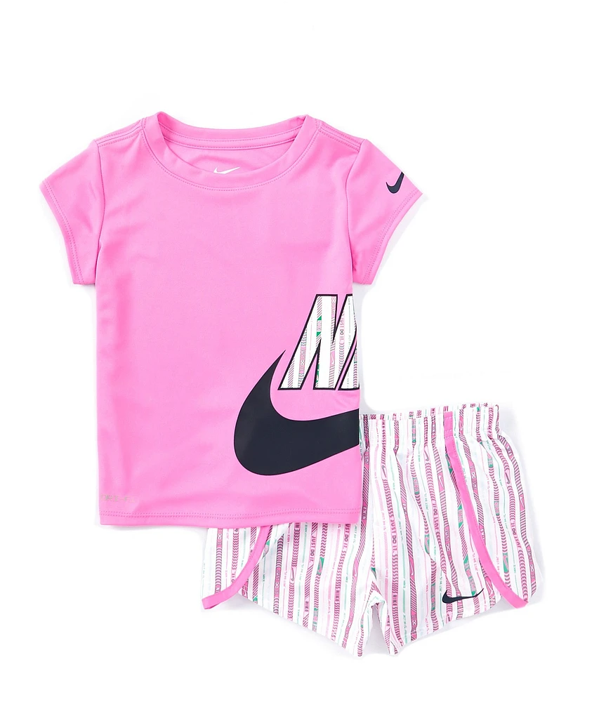 Nike Little Girls 2T-6X Short-Sleeve Happy Camper T-Shirt & Striped Shorts Set