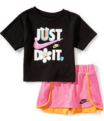 Nike Little Girls 2T-6X Short Sleeve Just Believe Scooter Set