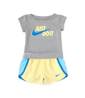 Nike Little Girls 2T-6X Short Sleeve Just Do It T-Shirt & Color Block Shorts Set