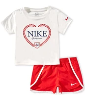 Nike Little Girls 2T-6X Short Sleeve Swoosh Top & Game Swoosh Short 2-Piece Set