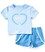 Nike Little Girls 2T-6X Short Sleeve Swoosh Top & Game Swoosh Short 2-Piece Set