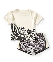 Nike Little Girls Short-Sleeve Wildflower T-Shirt & Tempo Shorts Set