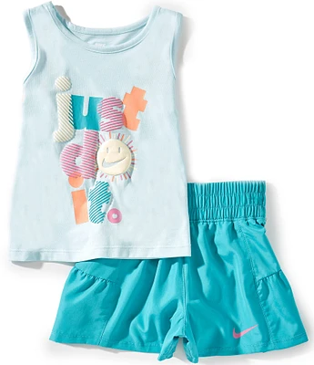 Nike Little Girls 2T-6X Sleeveless Sunny Swoosh JDI Tank & Shorts Set