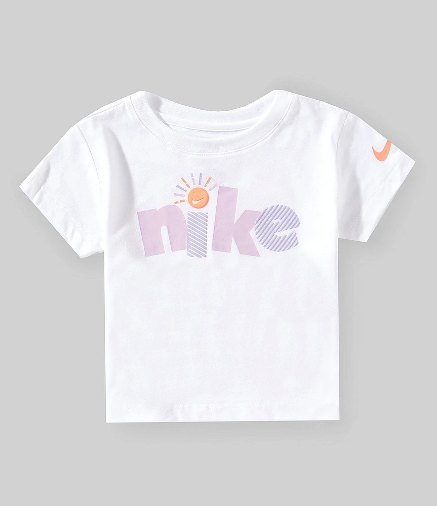 Nike Little Girls 4-6X Short Sleeve Sunny Swoosh Fashion Graphic T-Shirt