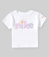 Nike Little Girls 4-6X Short Sleeve Sunny Swoosh Fashion Graphic T-Shirt