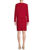 Nipon Boutique Scoop Neck Long Sleeve Button Front Jacket Skirt Set