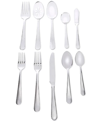 Noble Excellence Hunter Hammered 65-Piece Stainless Steel Flatware Set