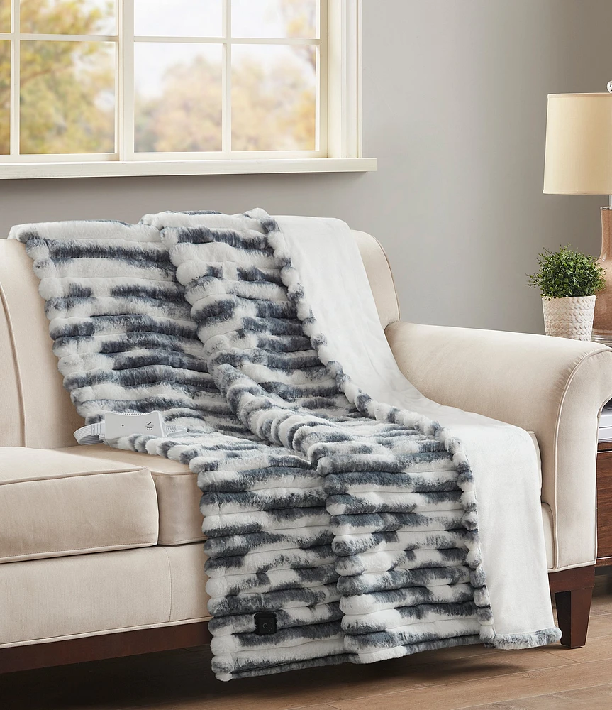 Noble Excellence Ribbed Faux Fur Electric Throw