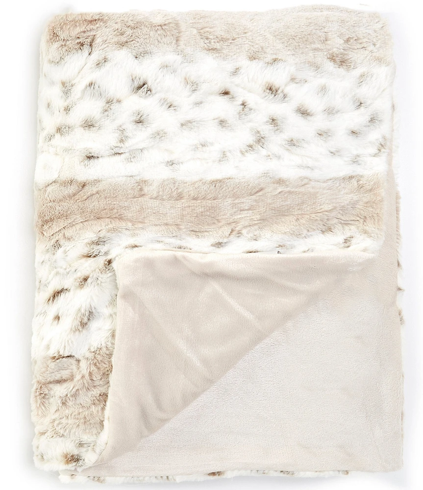 Noble Excellence Warm Shop Collection Holly Snow Leopard Sergengeti Faux Fur Throw