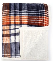 Noble Excellence Warm Shop Collection Hudson Boulder Plaid Velvet & Sherpa Throw