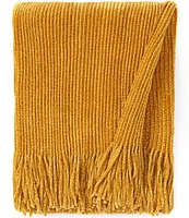 Noble Excellence Warm Shop Collection Kiley Cheniile Fringed Knit Throw