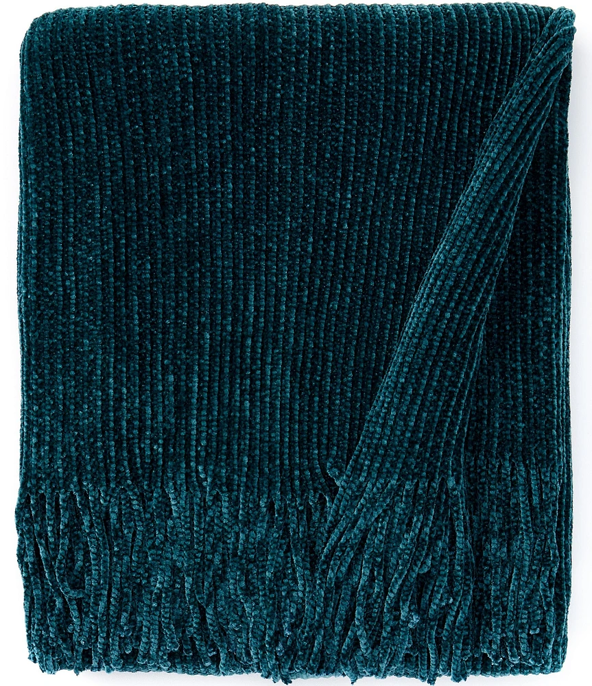 Noble Excellence Warm Shop Collection Kiley Cheniile Fringed Knit Throw