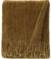 Noble Excellence Warm Shop Collection Kiley Cheniile Fringed Knit Throw