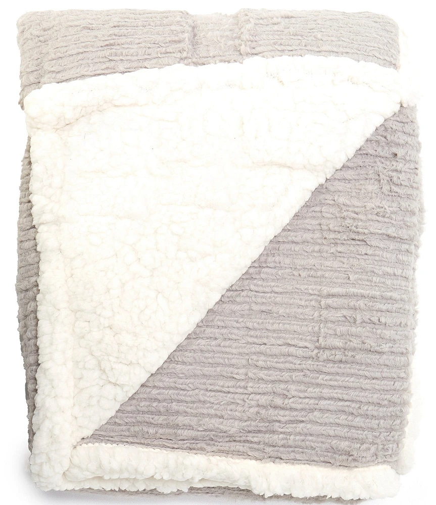 Noble Excellence Warm Shop Collection Palmer Ribbed Faux Fur Throw