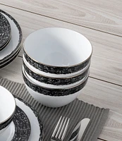 Noritake Black Rill Collection Cereal Bowls, Set of 4