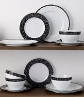 Noritake Black Rill Collection Cereal Bowls, Set of 4