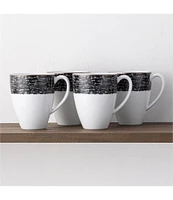 Noritake Black Rill Collection Mugs, Set of 4