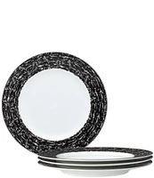 Noritake Black Rill Collection Salad Plates, Set of 4