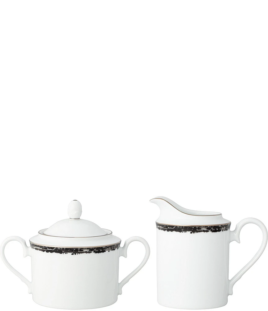 Noritake Black Rill Collection Sugar & Creamer Set